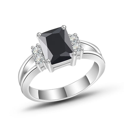 Red Zircon Inlaid Couple Ring for Daily Wear