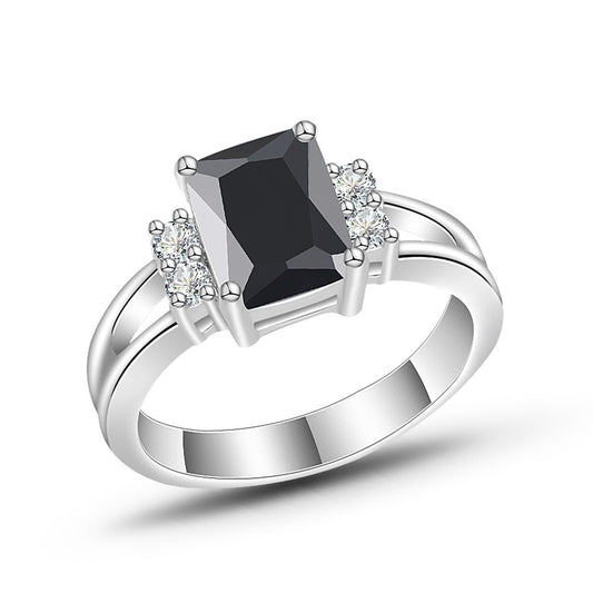 Red Zircon Inlaid Couple Ring for Daily Wear