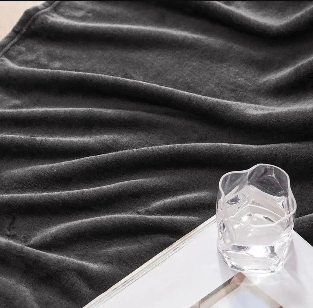 Grey Velvet Fleece Double Bedsheet Set 3 Pcs