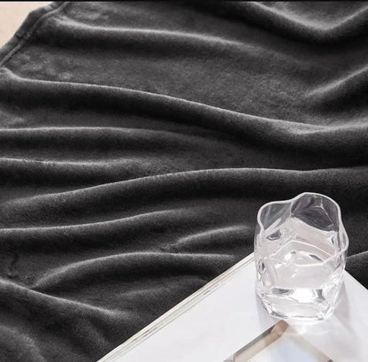 Grey Velvet Fleece Double Bedsheet Set 3 Pcs