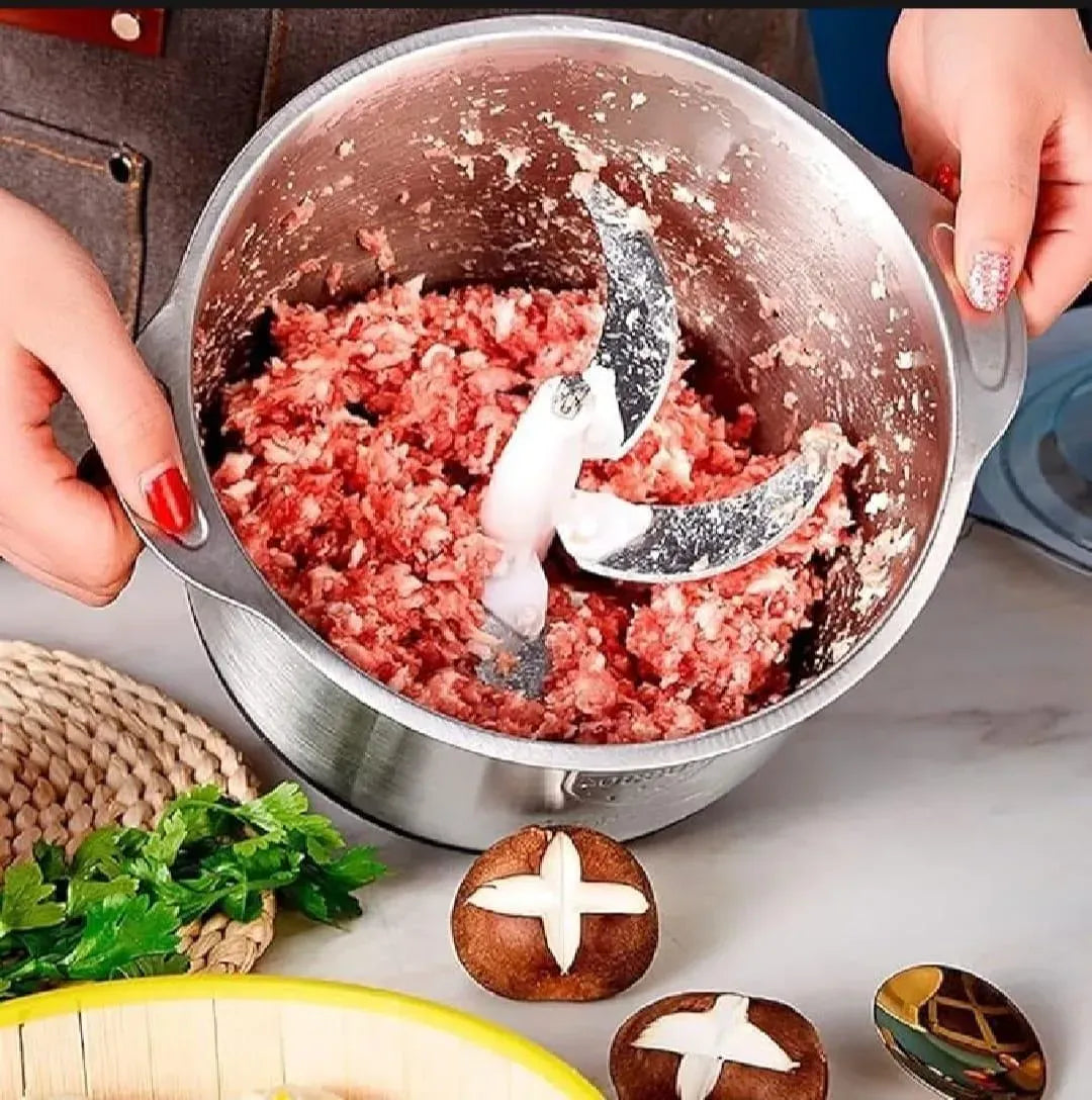 3L Stainless Steel Chopper with 4 Blades & 3 Speeds