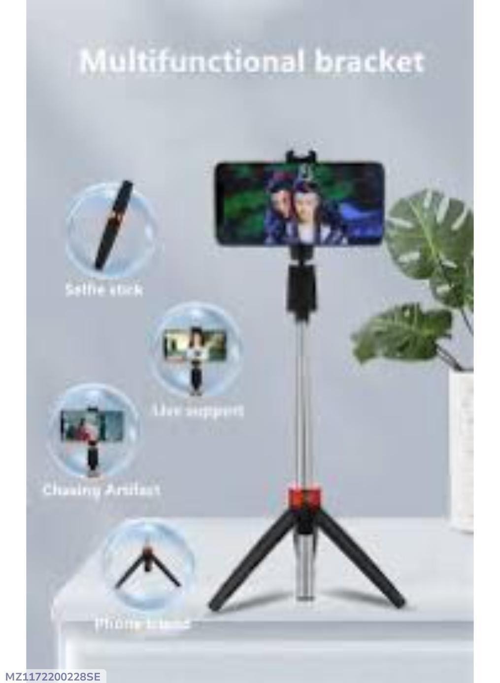 Selfie Stick Black ABS Tripod Base Adjustable Arm