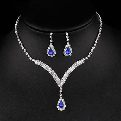 Diamond Water Drop Necklace & Earrings Set for Pakistani Women