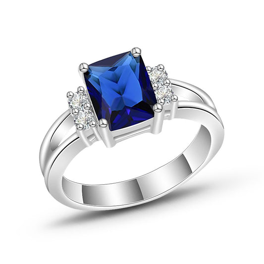 Red Zircon Inlaid Couple Ring for Daily Wear