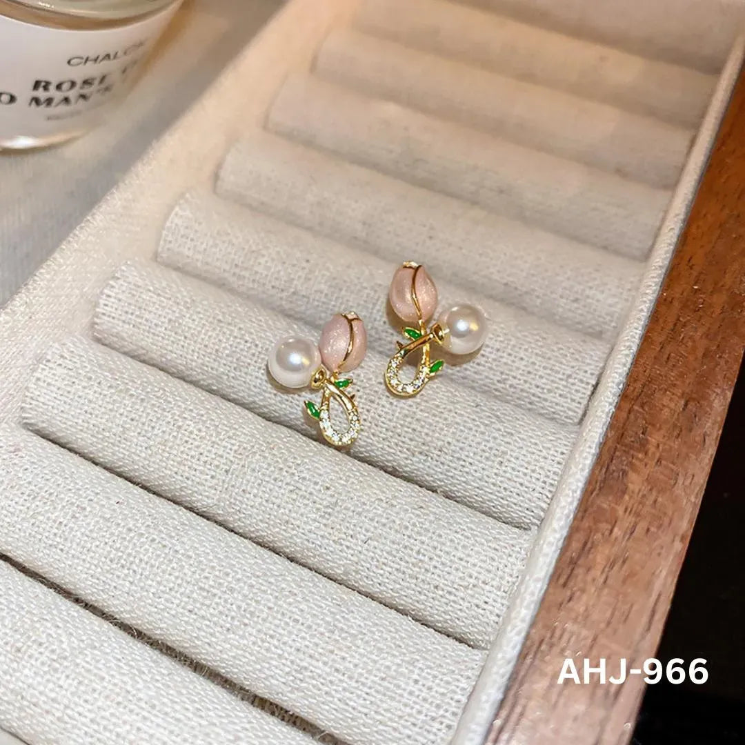 Elegant Flower Zircon Pearl Earrings for Women