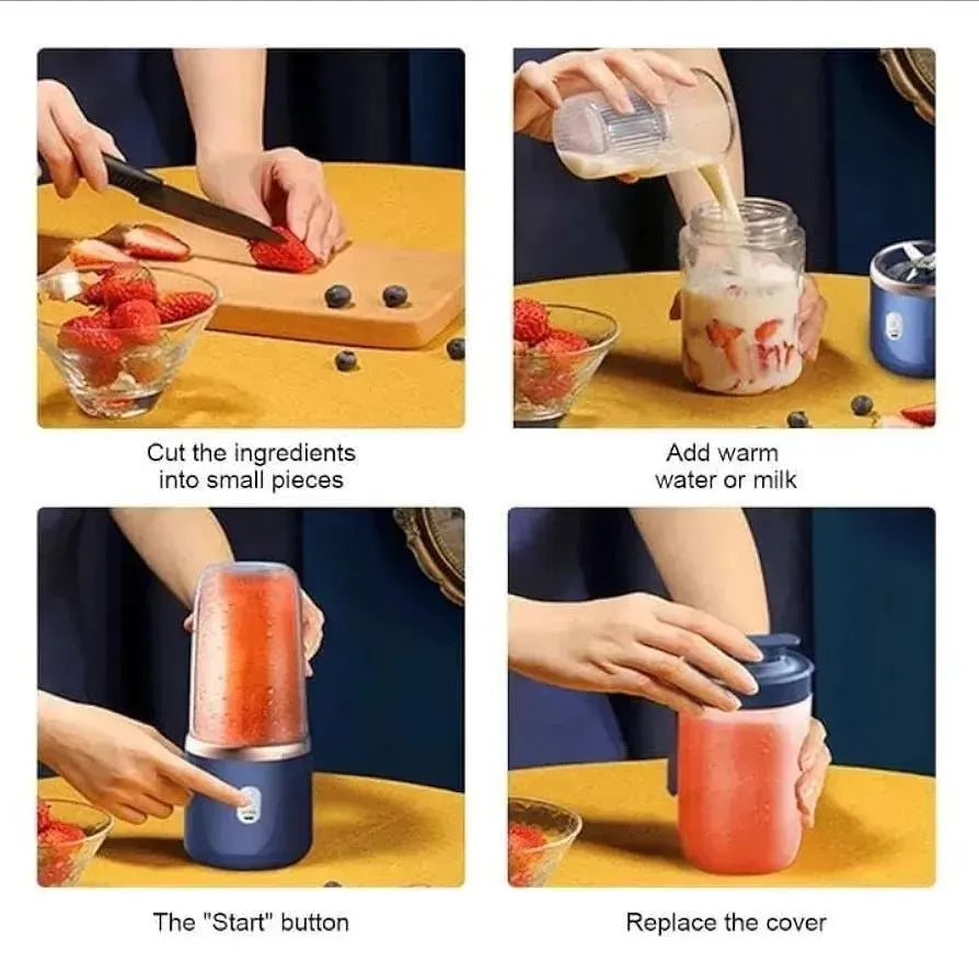 Portable 2-in-1 Blue Juicer Blender for Home & Travel