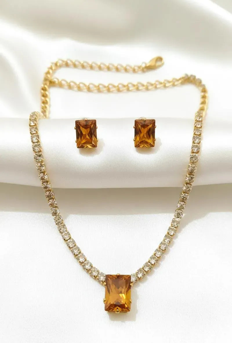 Red Gemstone Pendant Set for Weddings & Festivals