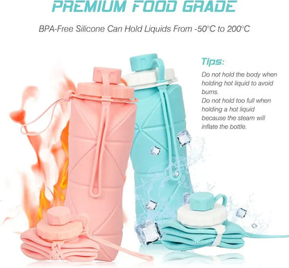 Foldable Silicone Water Bottle 600ml Multicolor