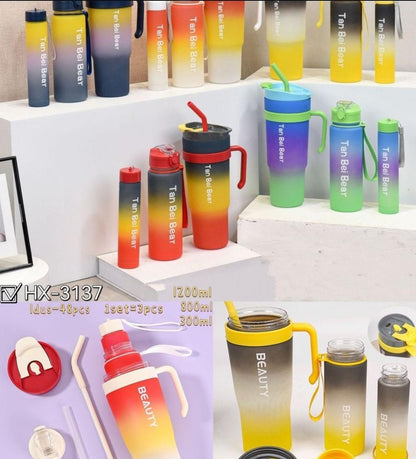 Premium Leak-Proof Gradient Water Bottles Pack of 3