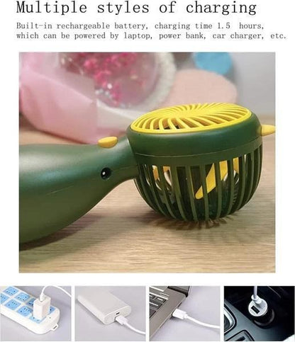 Portable Rechargeable Fan Green Yellow ABS