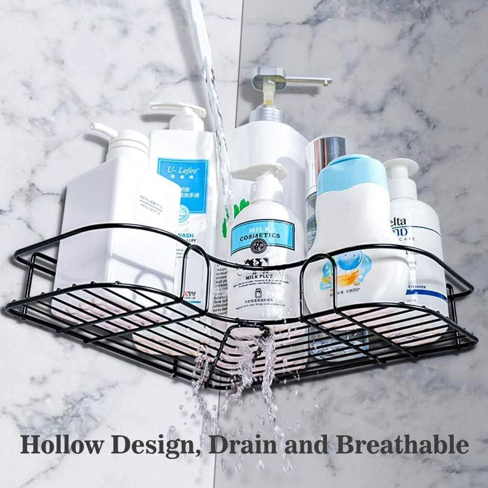 Black Corner Storage Shelf Stainless Steel Bathroom Kitchen Organizer