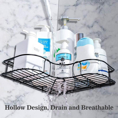Black Corner Storage Shelf Stainless Steel Bathroom Kitchen Organizer