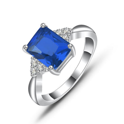Red Zircon Inlaid Couple Ring for Daily Wear