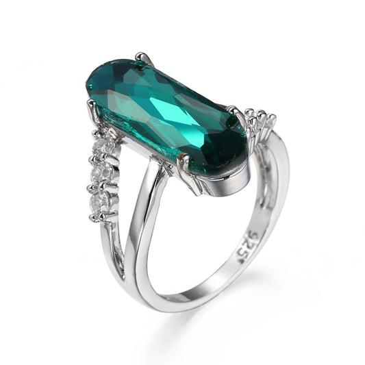 Green Zircon Silk Jewelry Ring Saudi Star Design