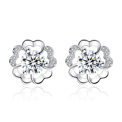 Peach Blossom Stud Earrings Silver Plated for Women