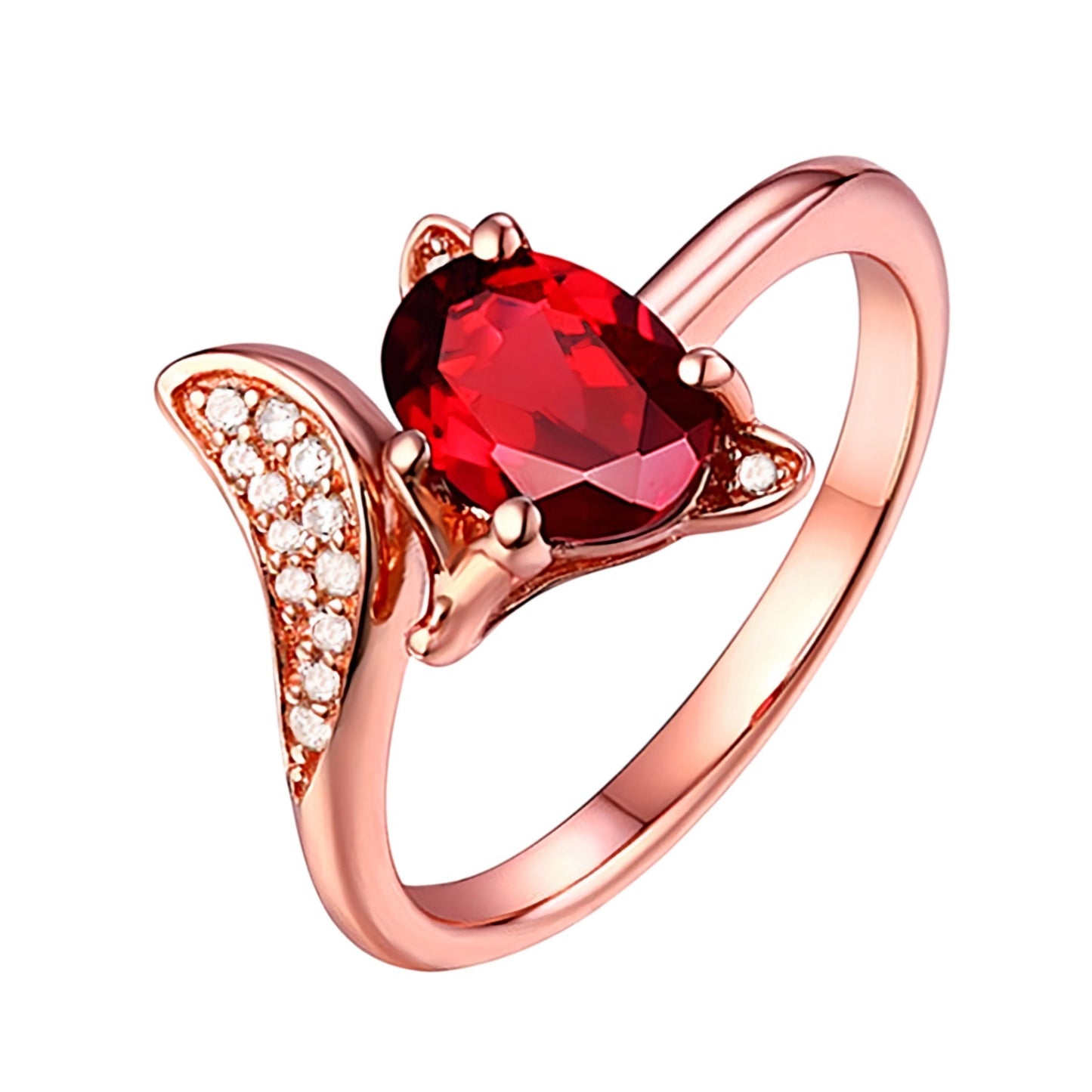 Rose Gold Fox Charm Ring for Women Daily Wear