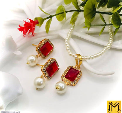 Gold Plated Kundan Bridal Mala Set with Pearl Earrings