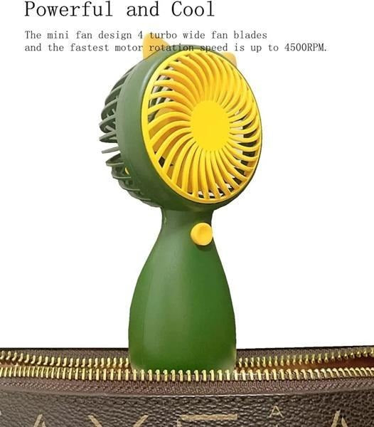 Portable Rechargeable Fan Green Yellow ABS