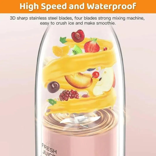 Mini Electric Juicer Blender Pink 350ml Portable