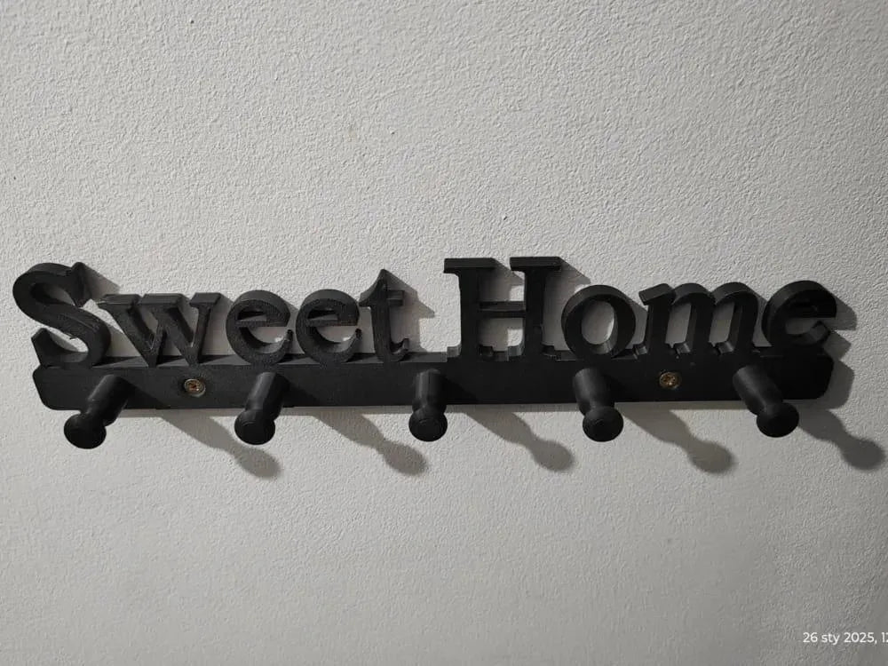Black Sweet Home Wall Hanging Hooks Organizer