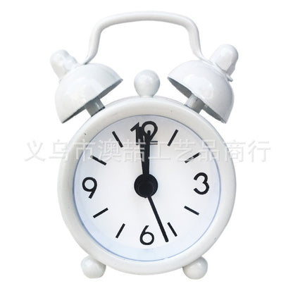 Mini Metal Alarm Clocks 4cm White Silent Student Use
