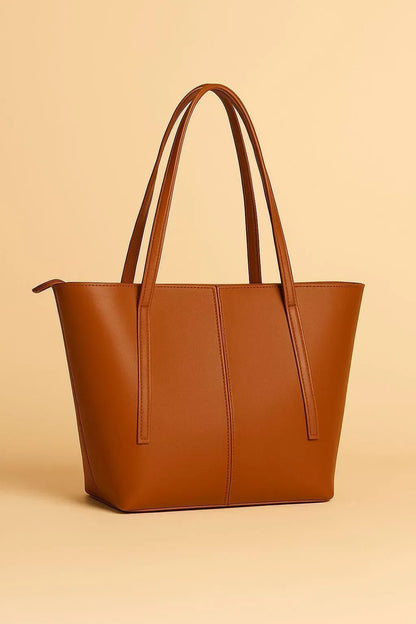 Brown Rexine Tote Bag for Girls School Office Use