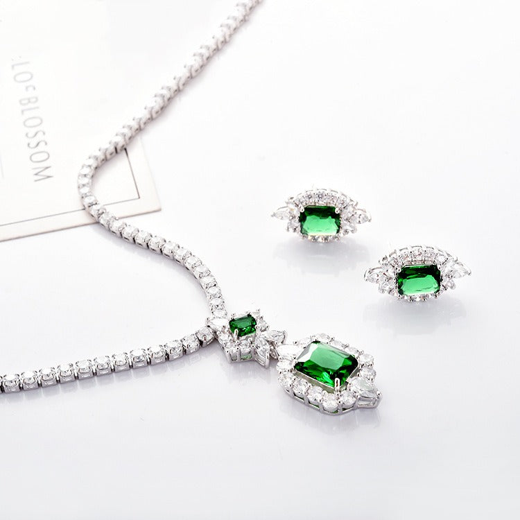 Zircon Necklace & Earrings Set Champagne Gold Pakistani Bride