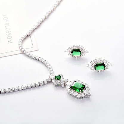 Zircon Necklace & Earrings Set Champagne Gold Pakistani Bride
