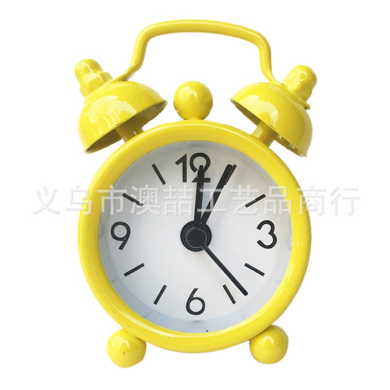 Mini Metal Alarm Clocks 4cm White Silent Student Use