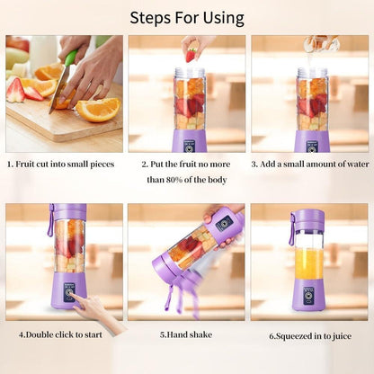 Portable Electric Juicer Purple 380ml USB Rechargeable