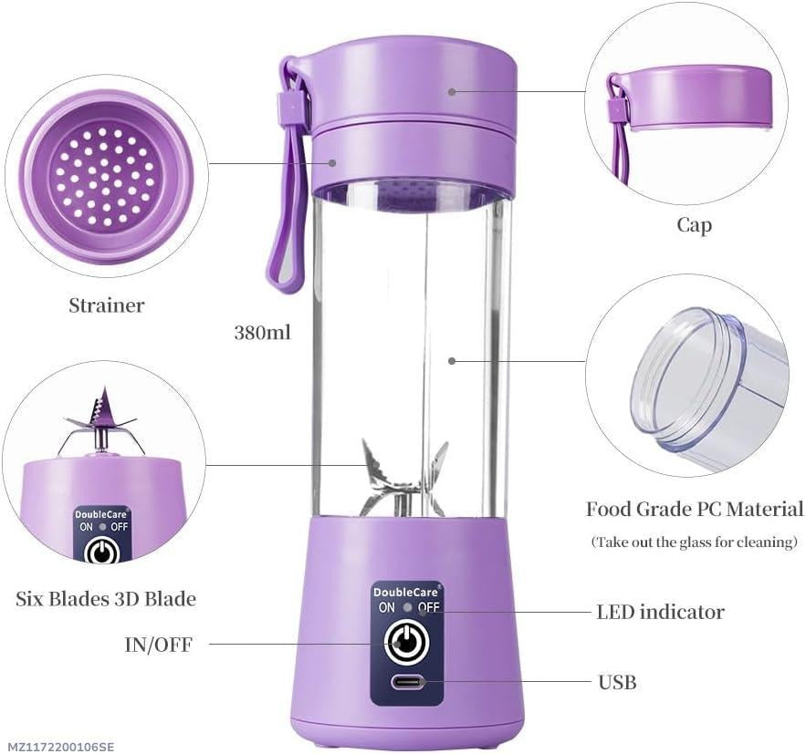 Portable Electric Juicer Purple 380ml USB Rechargeable