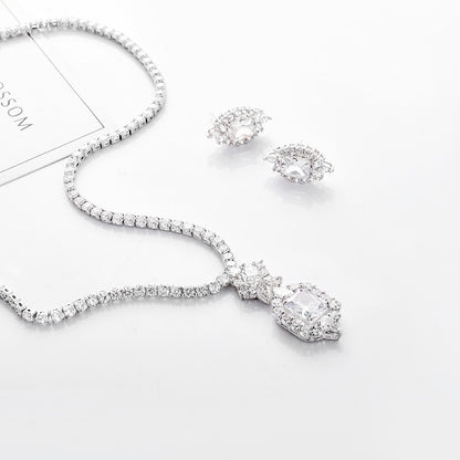 Zircon Necklace & Earrings Set Champagne Gold Pakistani Bride