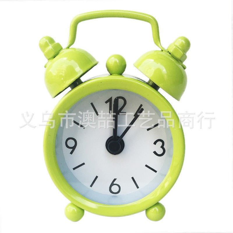 Mini Metal Alarm Clocks 4cm White Silent Student Use